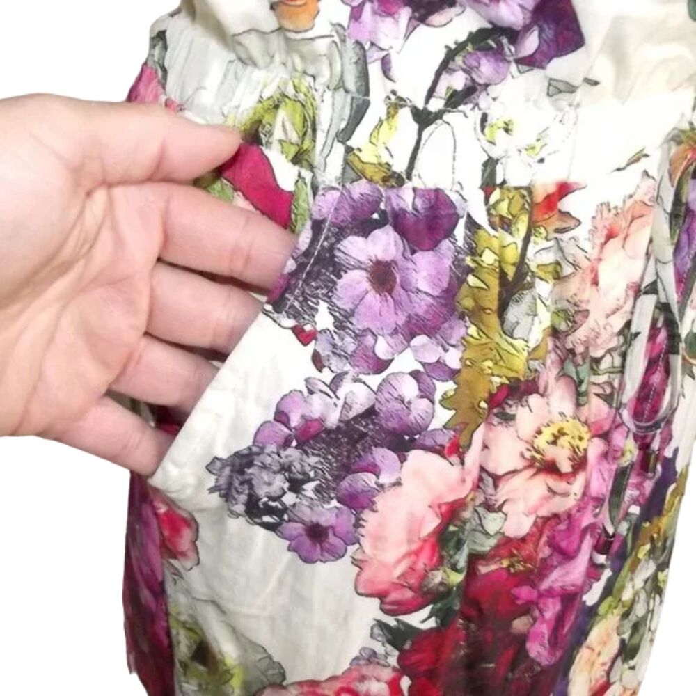 KOTON Dress, UK10/US6, White/Multicolor floral print, Stretch waist, Pockets - Picture 9 of 13